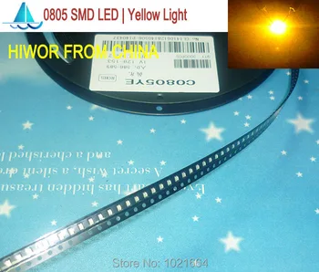 (500pcs/lot), (LED|SMD) 0805 SMD LED Geltona Spinduliuojantis Spalva Šviesos Diodų 0805 3000pcs už Ritės